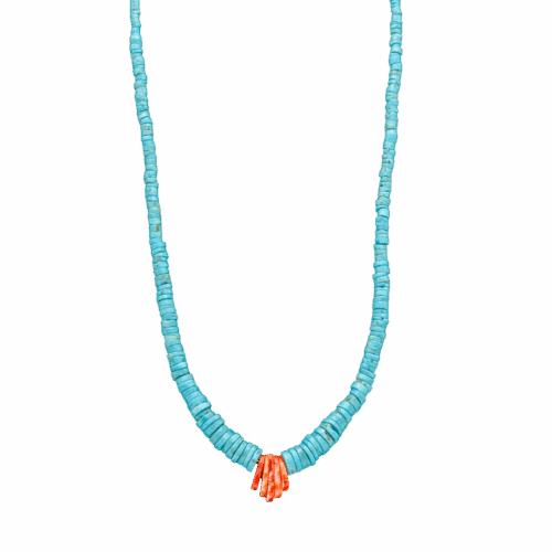 Turquoise and Spiny Oyster Bead Necklace GZ NW 5762