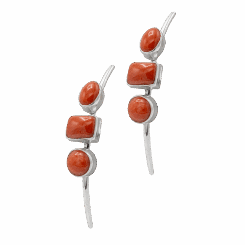 3 Stone Coral Earrings GZ NW 5828