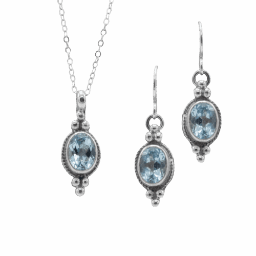 Blue Topaz Earrings and Pendant Set GZ NW 5821