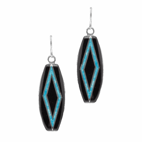 Inlay Jet & Turquoise Earrings GZ NW 5875