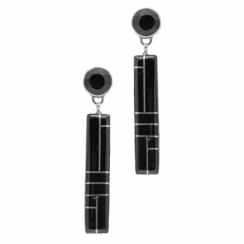 Inlay Onyx & Jet Earrings GZ NW 5893