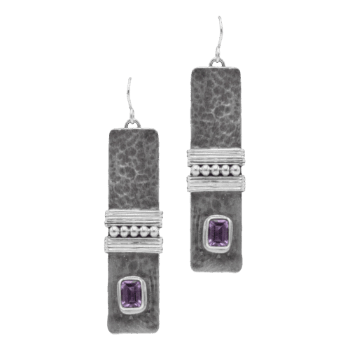 Sterling Silver & Amethyst Earrings GZ NW 5896