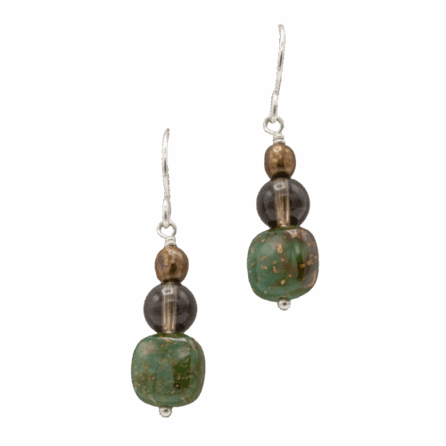 Turquoise, Fresh Water Pearl & Smoky Quartz Earrings GZ NW 5894