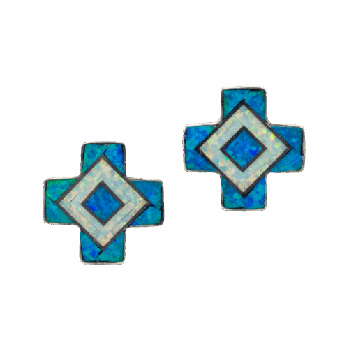 Inlay Opal Cross Earrings GZ NW 5871