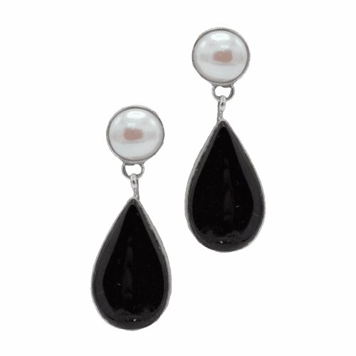 Onyx & Fresh Water Pearl Earrings GZ NW 5888