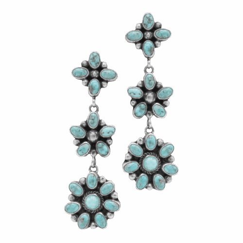 Multi-stone Turquoise Cluster Earrings GZ NW 5886