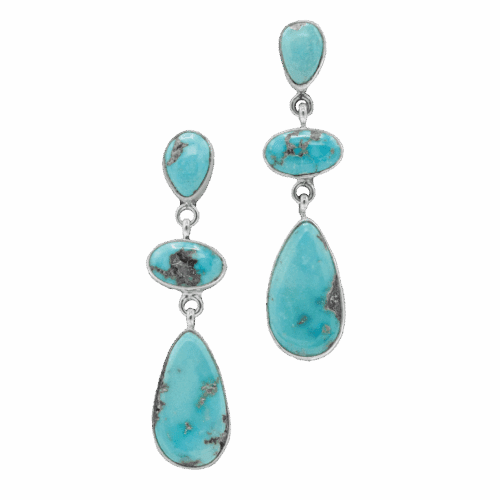 3 Stone Blue Gem Earrings GZ NW 5854
