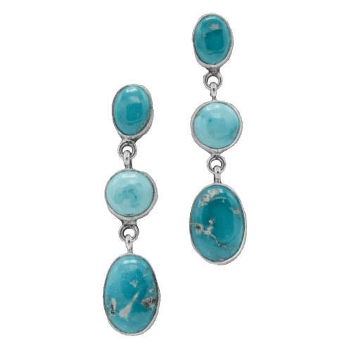 3 Stone Fox Turquoise Earrings GZ NW 5836